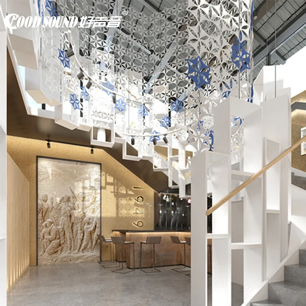 GOODSOUND Ornaments pendant polyester fiber soundproof decorative curtain screen panels office suspended acoustic baffles