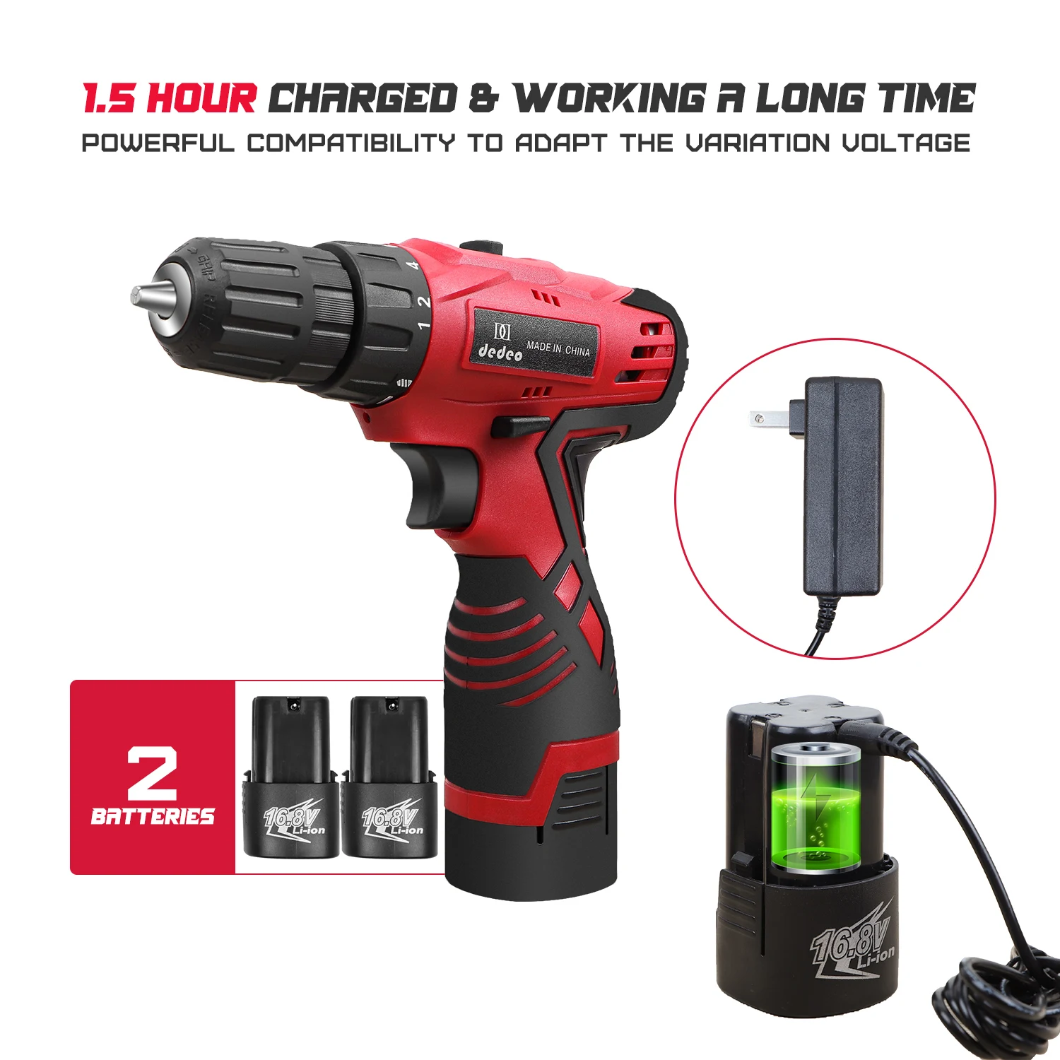 High Quality Variable Speed 16.8V Lithium Battery Driver Rechargeable Power Tools Set Cordless Drill Kit Drill Machine