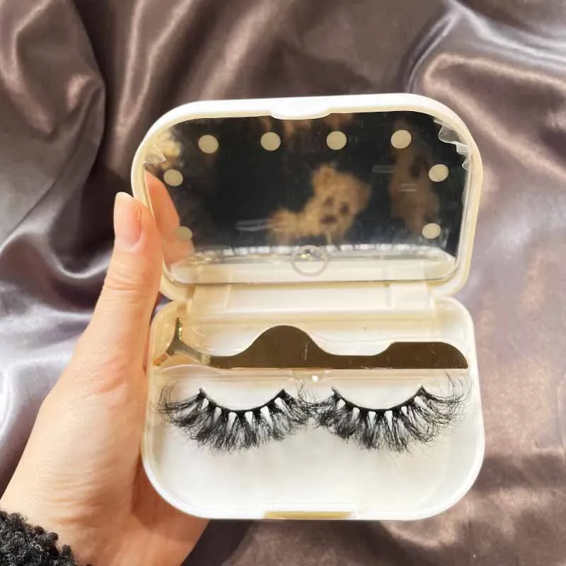
New design LED light mirror case wholesale bottom 3d mink eyelash fluffy lashes custom luxury lash packaging box vendors 