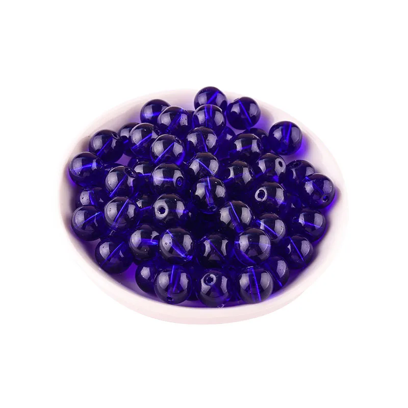 Accessories Charm Deep Blue round glass beads 6mm/8mm/10mm/12mm Round Loose Beads DIY Women Jewelry Making Design Wholesale