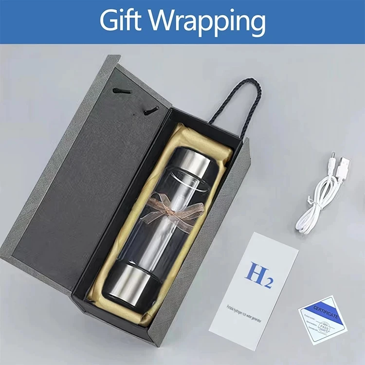 2024 New Custom Logo SPE/PEM Portable Hydrogen Rich Generator Water Filter Ionizer Pure H2 Rich Hydrogen alkaline Bottle