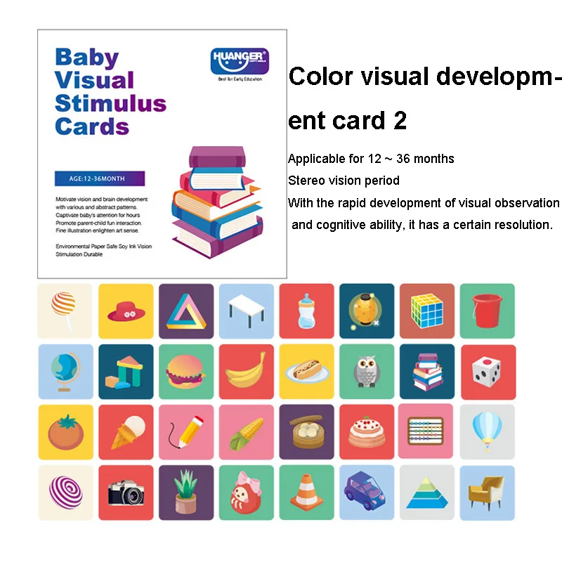 Kids Children Early Learning Card 0-36M Black And White Colorful Newborn Baby Visual Stimulus Cards