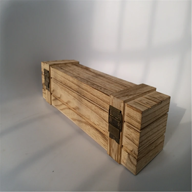 OEM Vintage Metal Lock Paulownia Wood Wine Bottle Packaging Gift Box
