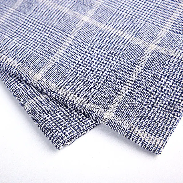 wholesale Cotton Polyester blend fabric  Loop Yarn check Fabric plaid twill fabric