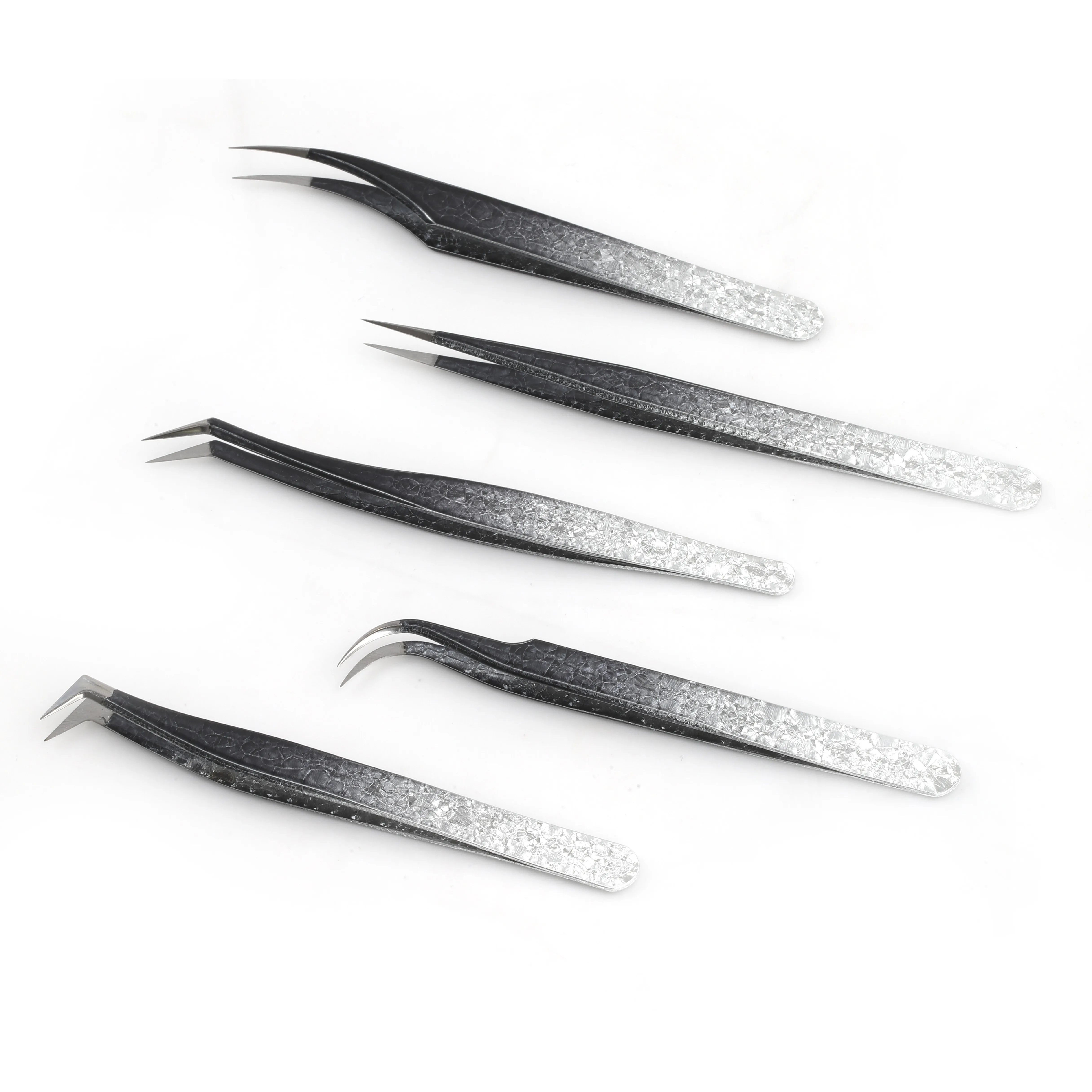 custom logo fiber tip lash tweezers for eyelash extension mega volume eye lash tweezers private label