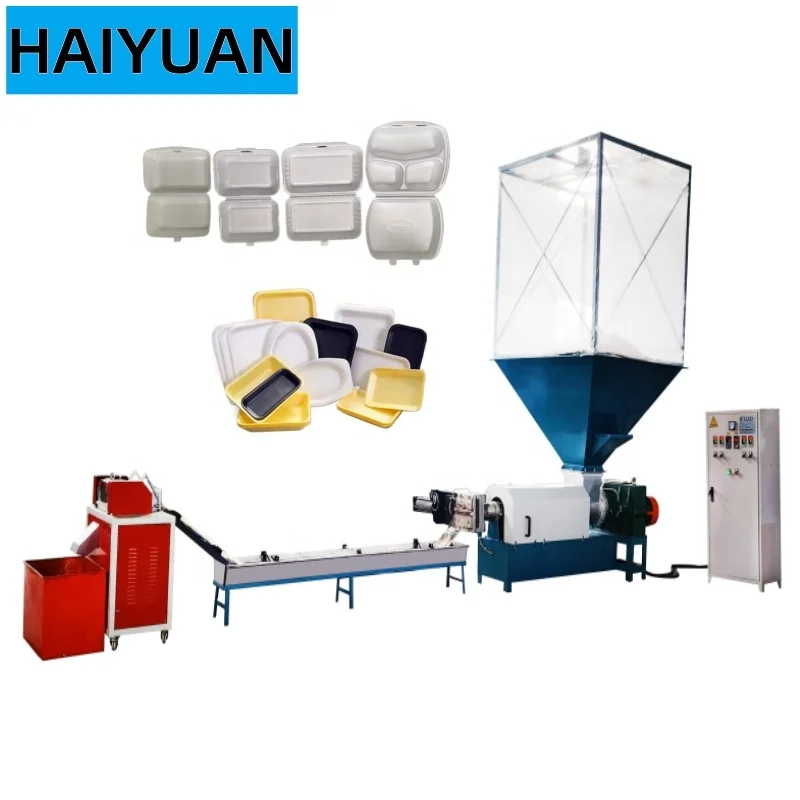 HAIYUAN Plastic Recycling Machine For Processing PS Foam Material Food Box Plate Dish Tray