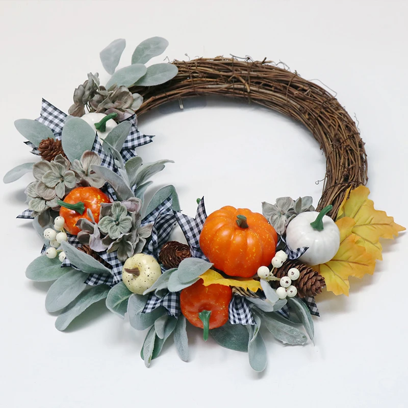 New Artificial Fall Decor Autumn Wreath Harvest Thanksgiving Plants Door Wreath decorative flowers wreaths and plants