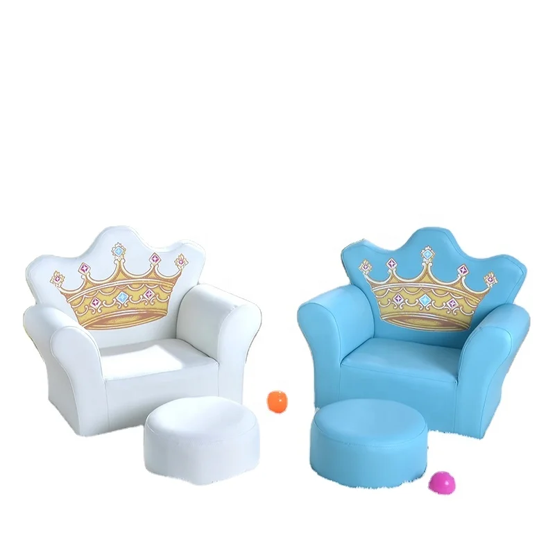 Crystal Crown Sofa with Ottoman Lovely Sofa Set for Girls