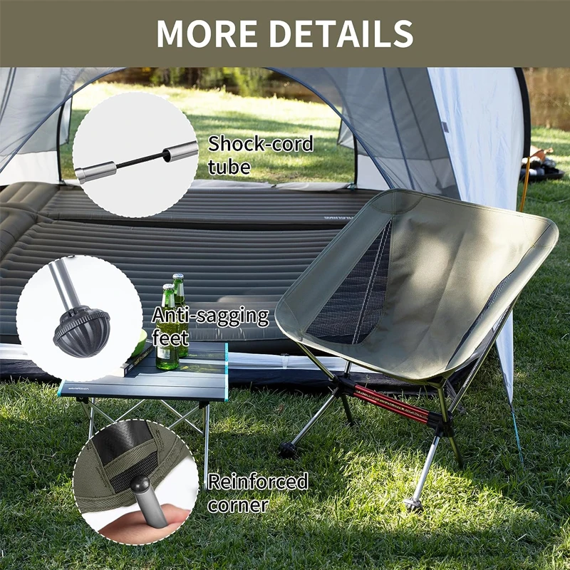 Carry Bag Outdoor Camping Picnic Backpacking Hiking Custom Folding Beach Chair Moon Portable Camping Chair with Big Discount