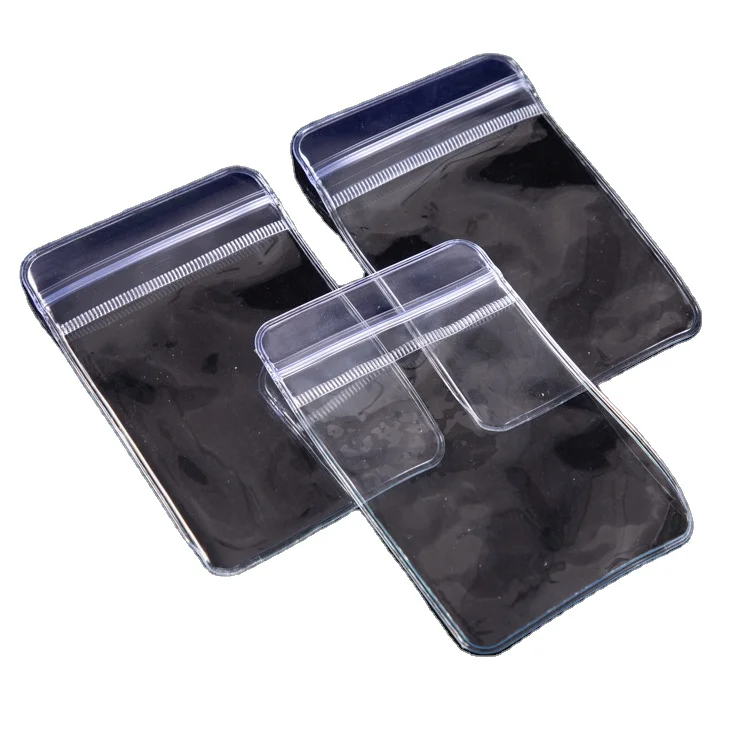 
custom printed vinyl pvc recycled self adhesive seal waterproof clear plastic PVC jewelry pouch Grip Ziplock Bag Thickened 