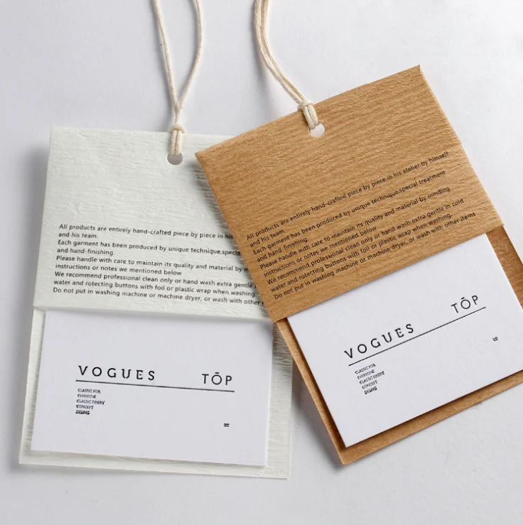 Custom Envelope Clothing String Label Paper Fabric Folded Card Socks Plastic Recycled Hang Tags