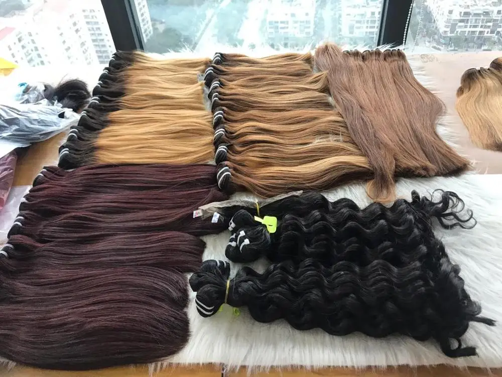 Human Hair Extensions High Quality Virgin Hair Super Double Drawn Piano Highlight Caramel Shade Hair Bundle