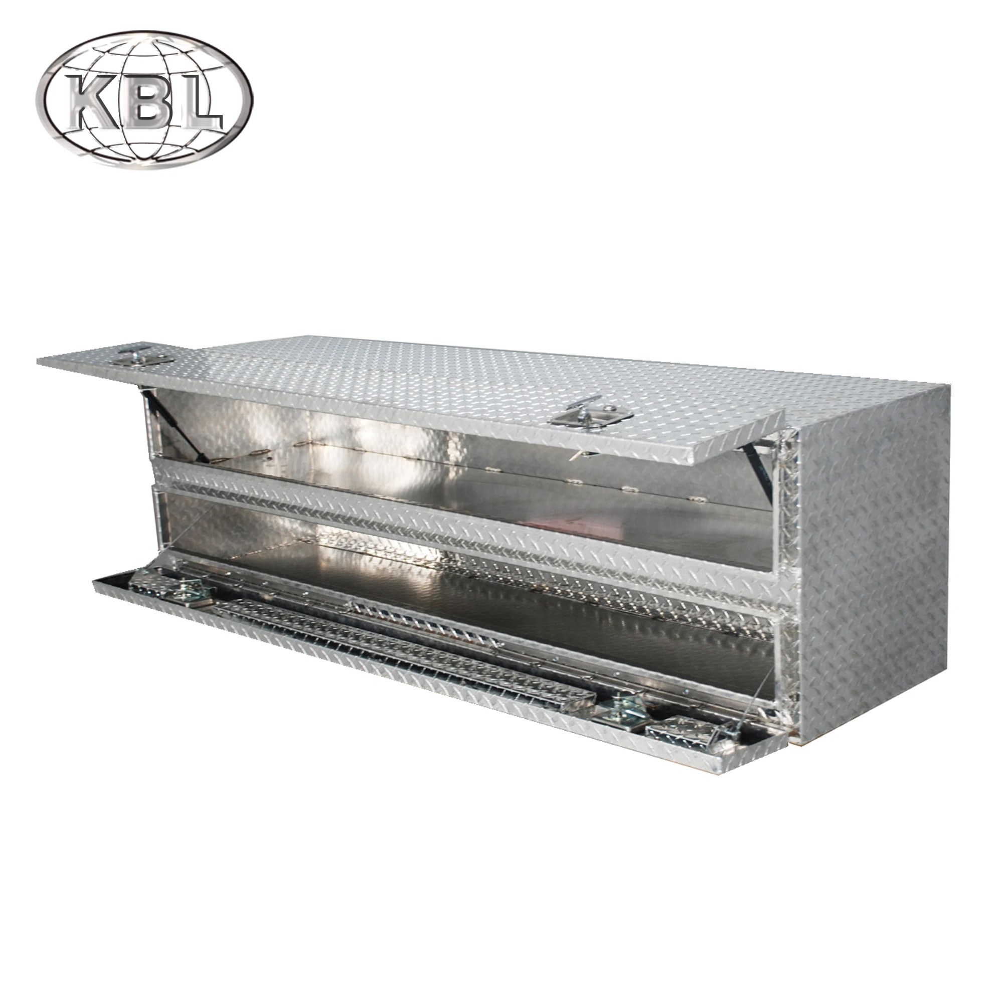Aluminum truck bed full side tool box