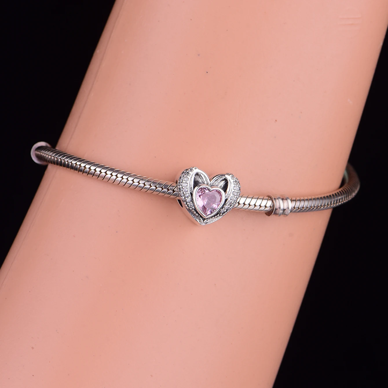 Fit Original Pan Charms Bracelet 925 Sterling Silver Blue Pink A Piece of My Heart Is In Heaven Bead For Women Jewelry Making