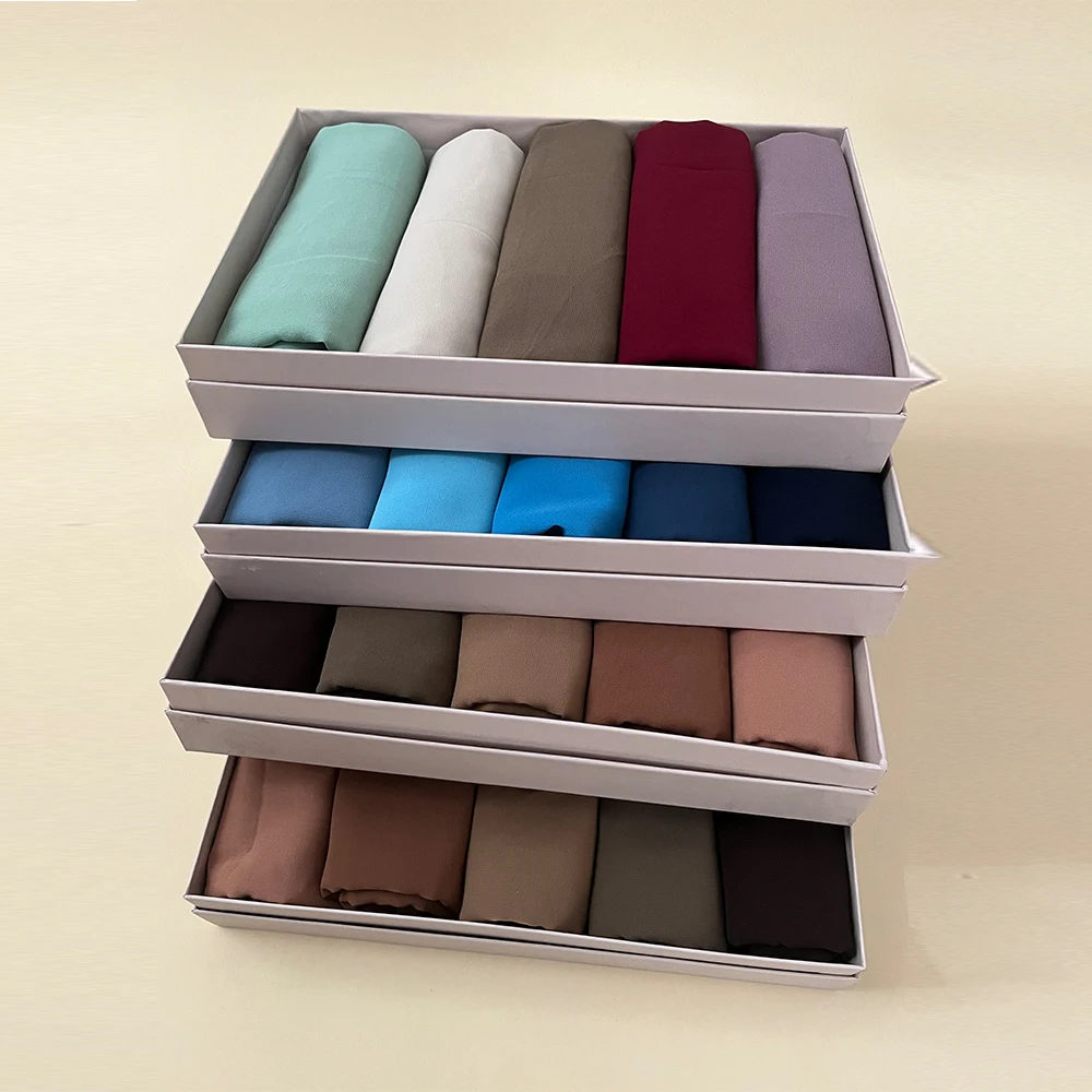 CHIFFON Hijab Custom Hijab Box Chiffon Scarf Plain Embroidered Lace Hijab Muslim Echarpe Foulard Shawls Headband