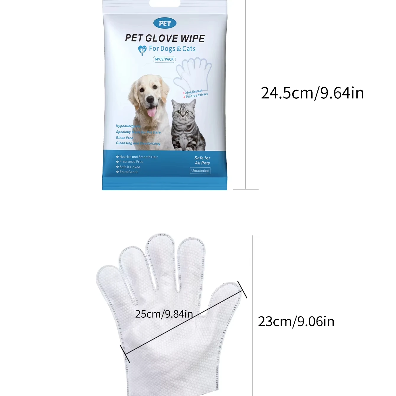 Eco-Friendly Alcohol-Free Natura Pet Grooming Wet Wipes Disposable Dog and Cat Cleaning Gloves