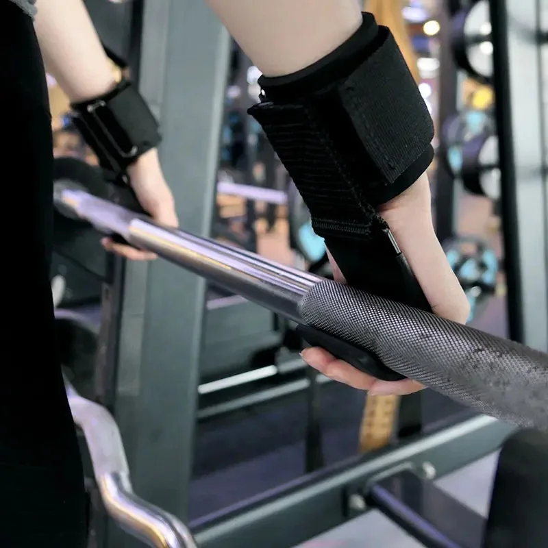 1PCS Weight Lifting Hook Grips With Wrist Wraps Hand-Bar Wrist Strap Gym Fitness Hook Weight Strap Pull-Ups Power Lifting Gloves