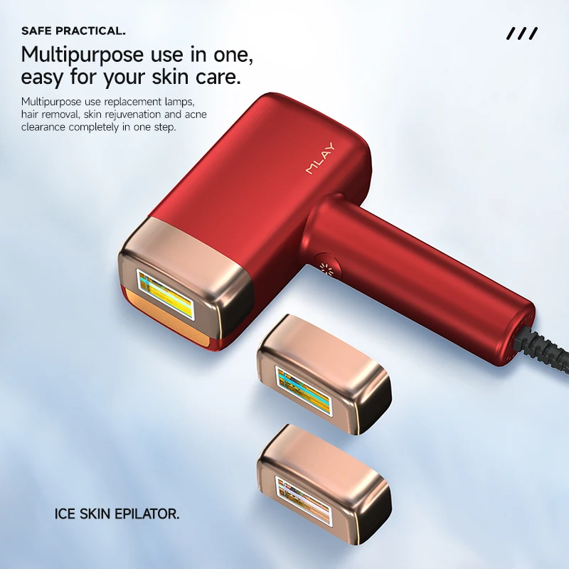 Continuous multiple flashing light hand-held with adapter, interchangeable head, freezing point laser hair removal device