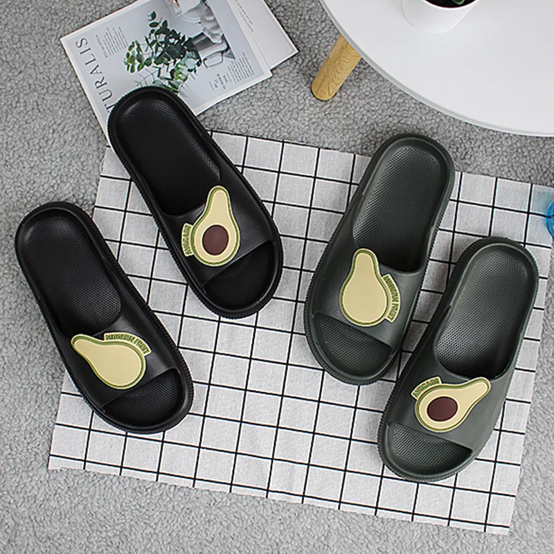 Women Summer Slippers Beach Slide Sandals Flip Flops Cartoon Fruits Avocado Comfort Men Ladies Couple Shoes