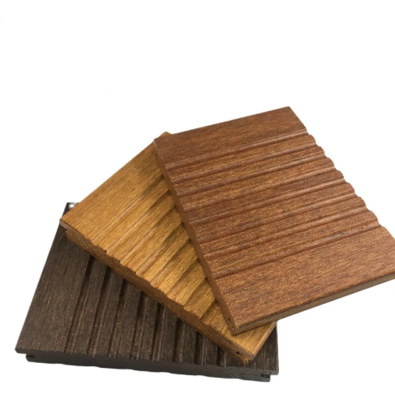 Custom Thickness Brown Color Engineered Wood Carbonized Pavilion Decking Plank Heat Treatment Bamboo Floor Decking