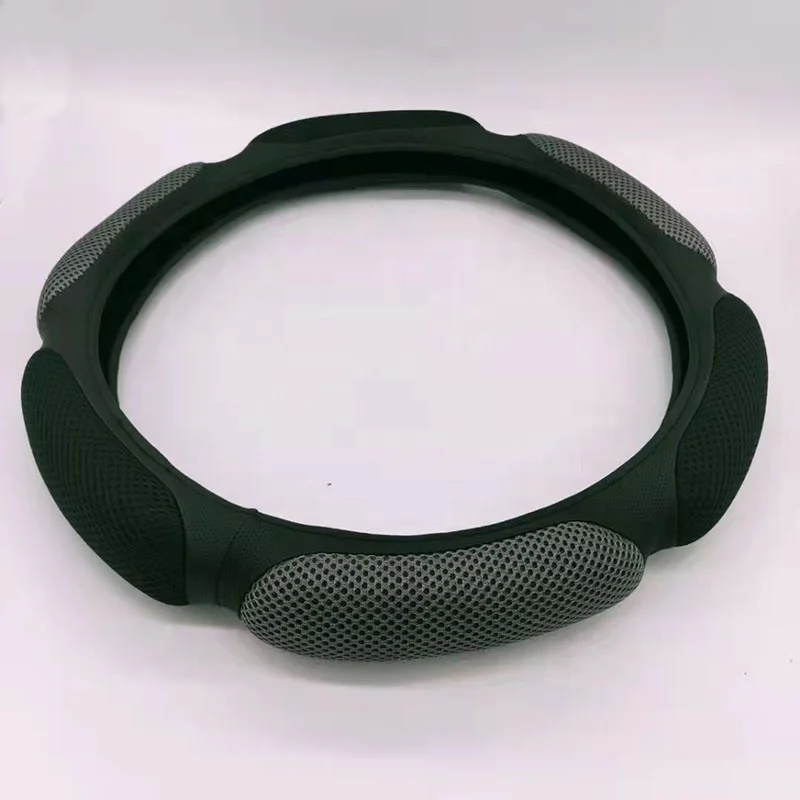 wholesale 3D sandwich mesh PU leather material car steering wheel cover for four seasons