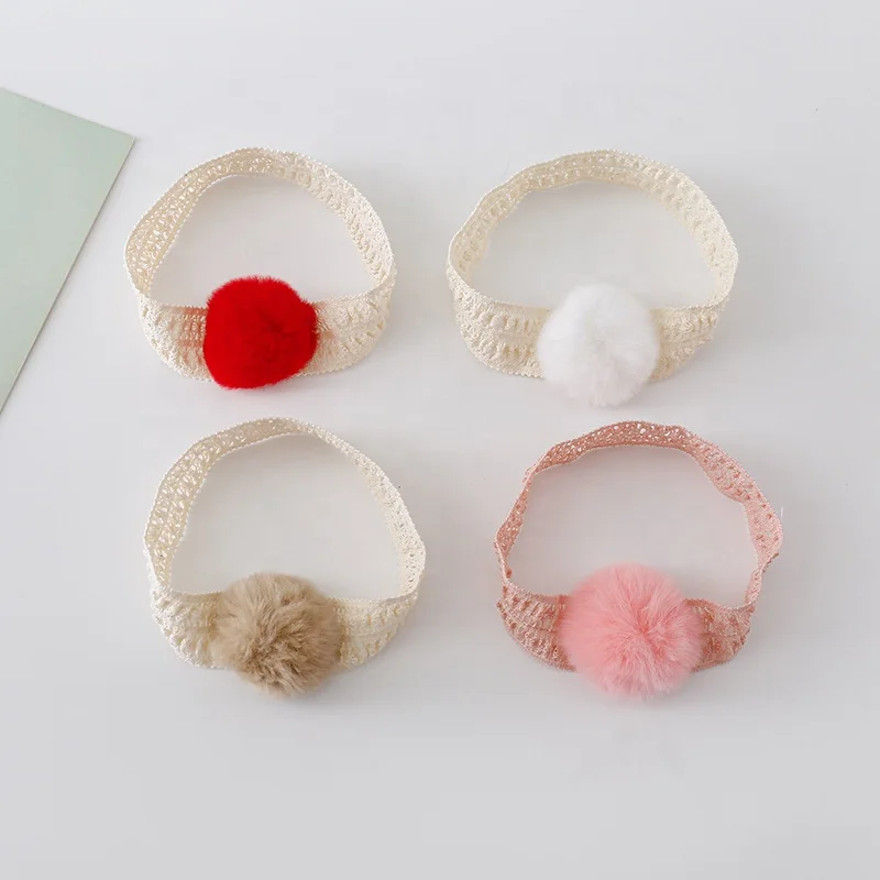 Autumn and winter new mid-length socks sweet solid color hairball socks for girls headband set