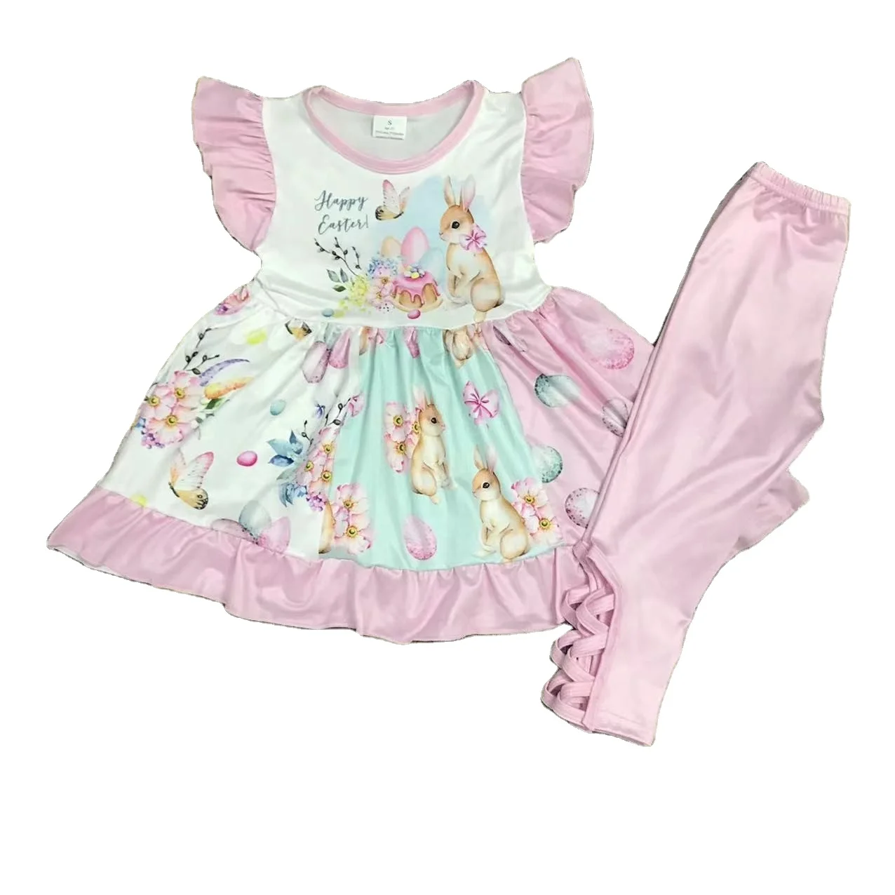 Wholesale Children Clothing Flower Pattern Design O-neck Best Selling Products Girl Outfits