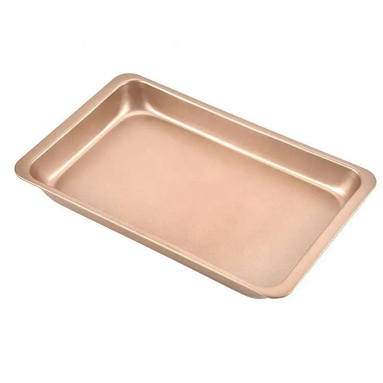 High Quality Golden 12 Inch Non Stick Rectangular Carbon Steel Baking Tray Cake Mold Baking Tool