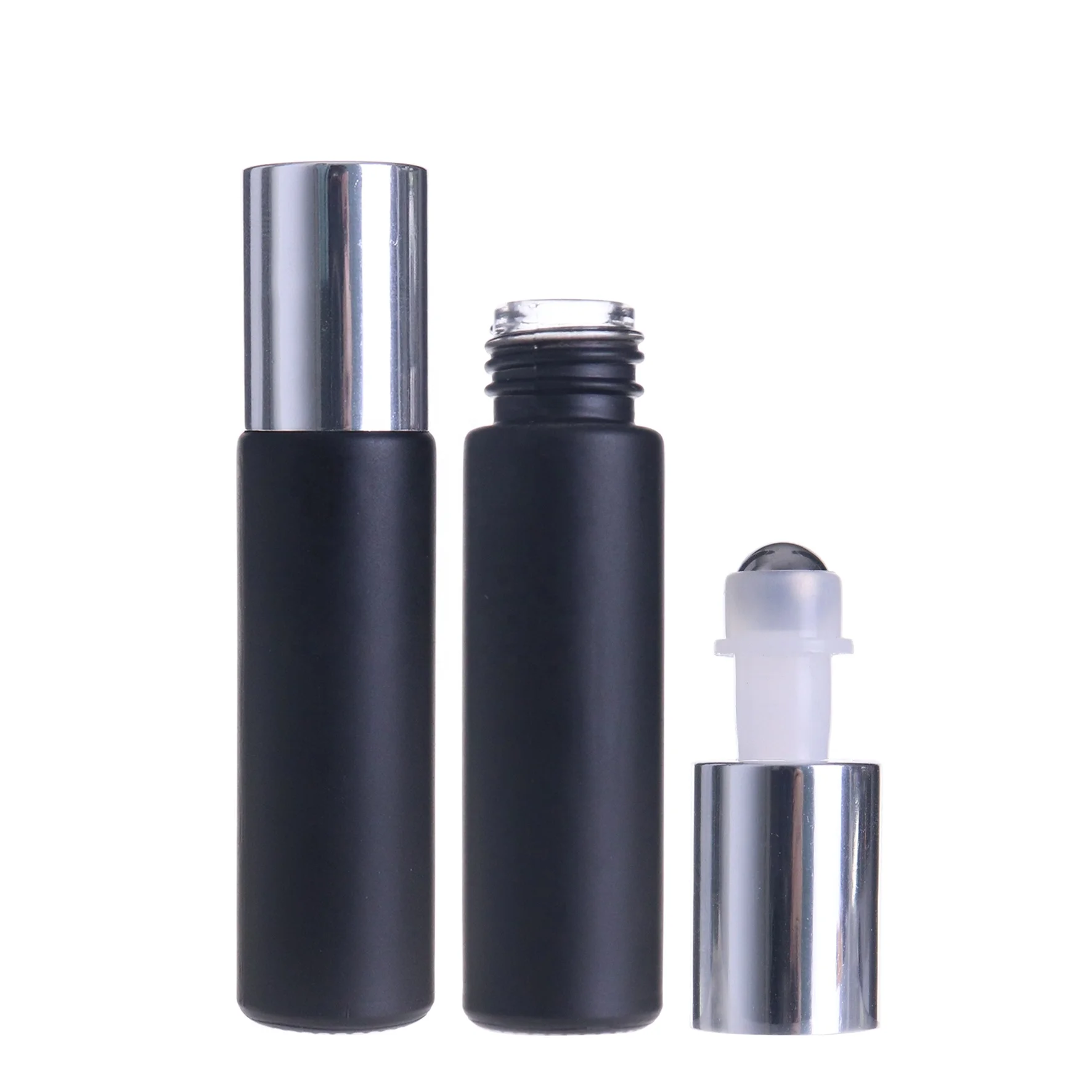 wholesale frosted black glass cosmetics packaging containers roller perfume bottle 10ml