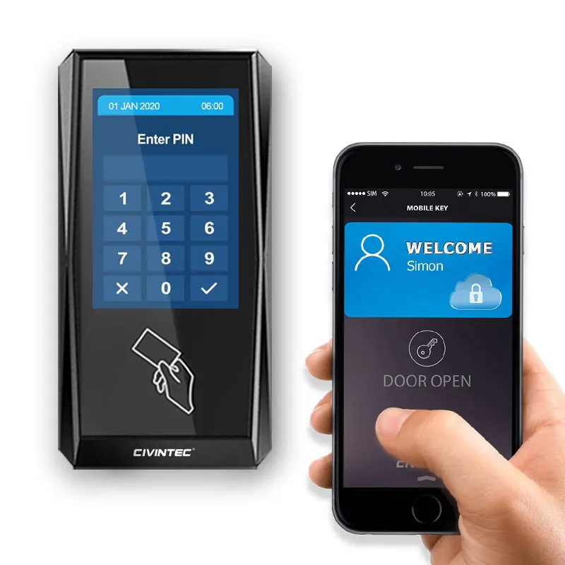 Crystal Ethernet HTTP web based RFID Proximity Smart Card & NFC Blue tooth Access Control Reader with Controller CIVINTEC