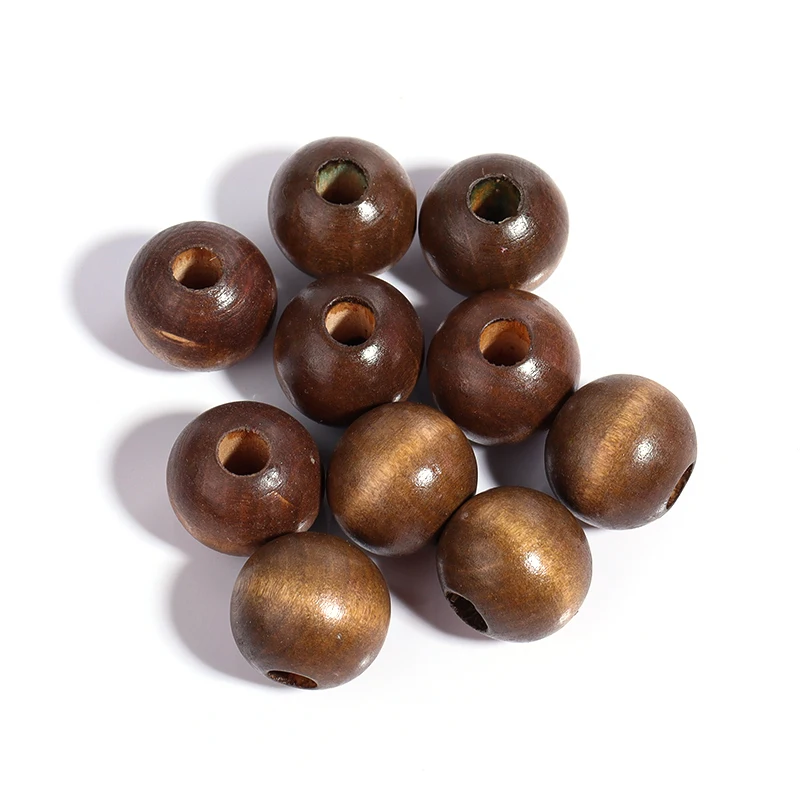 High Quality 20mm deep coffee round wood loose beads beads DIY Dark Brown Beads For Jewelry Making