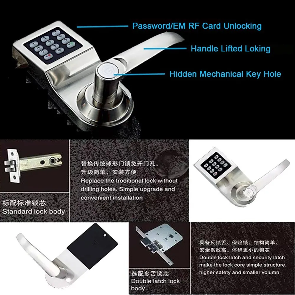 
RF card remotel control password electronic cylinder keypad door lock 
