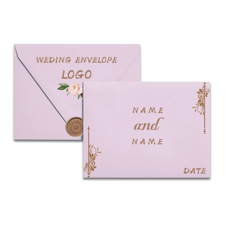 Custom logo design luxury A5 red wedding card invitation envelope for wedding invitation