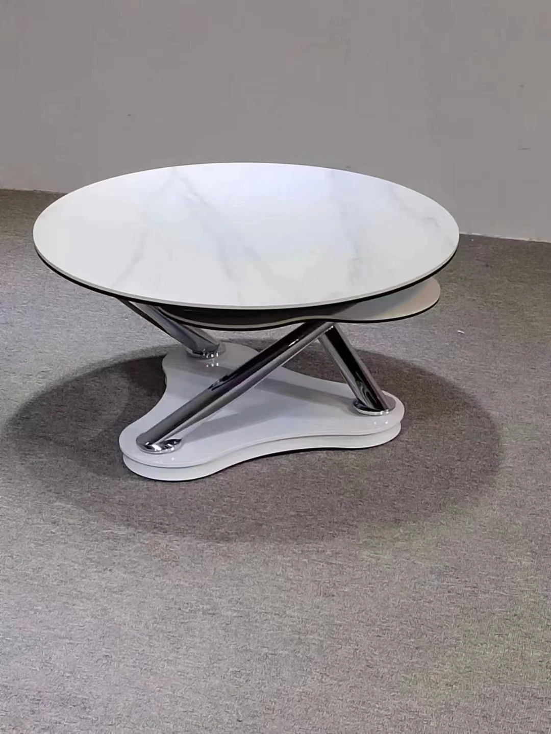 New Style Multifunctional Rotatable Round Shaped Tempered Glass Center Tea Coffee Tables Modern Living Roon Furniture