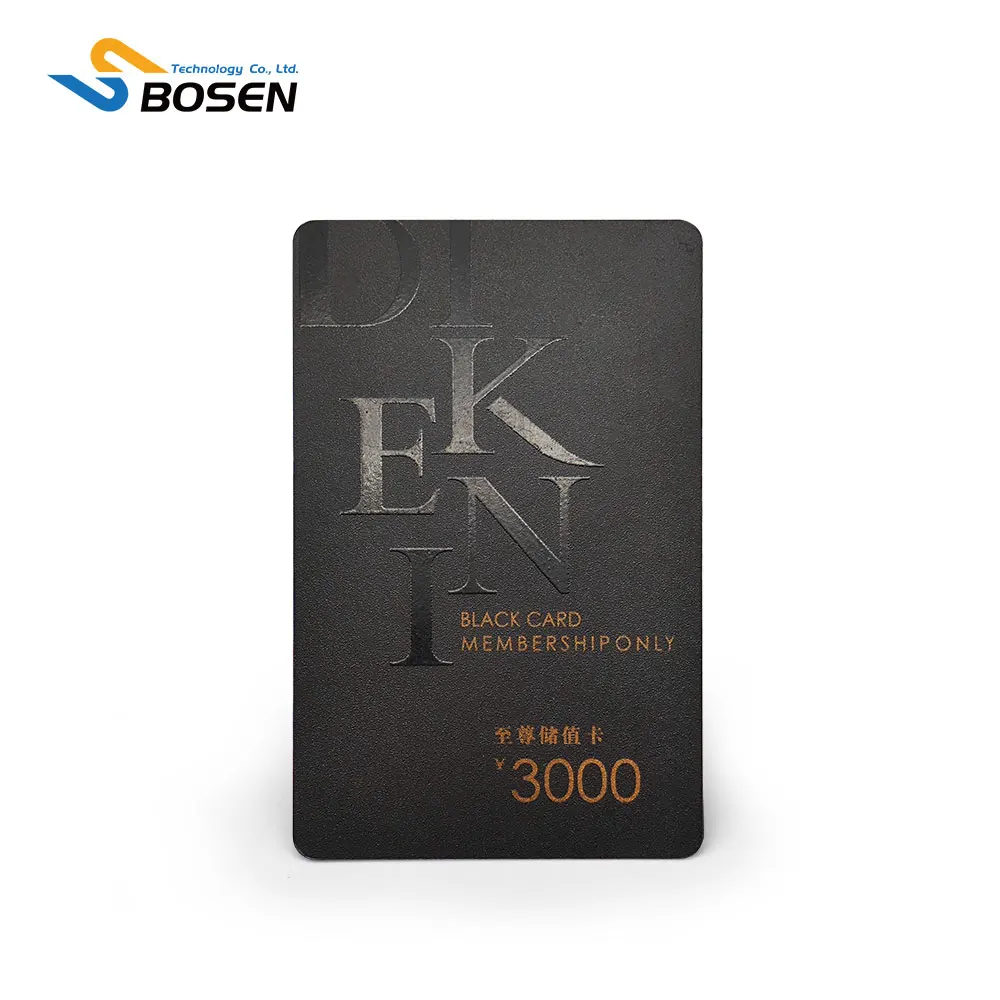 UV Spot Printed Black Plastic Material PVC Business VIP Membership Card