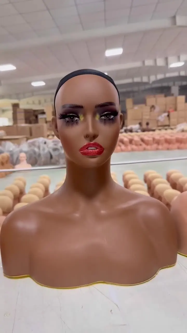 Hot Sale PVC Mannequin Head For Jewelry Wig Display Makeup Face Realistic Female Mannequin Head With Shoulders
