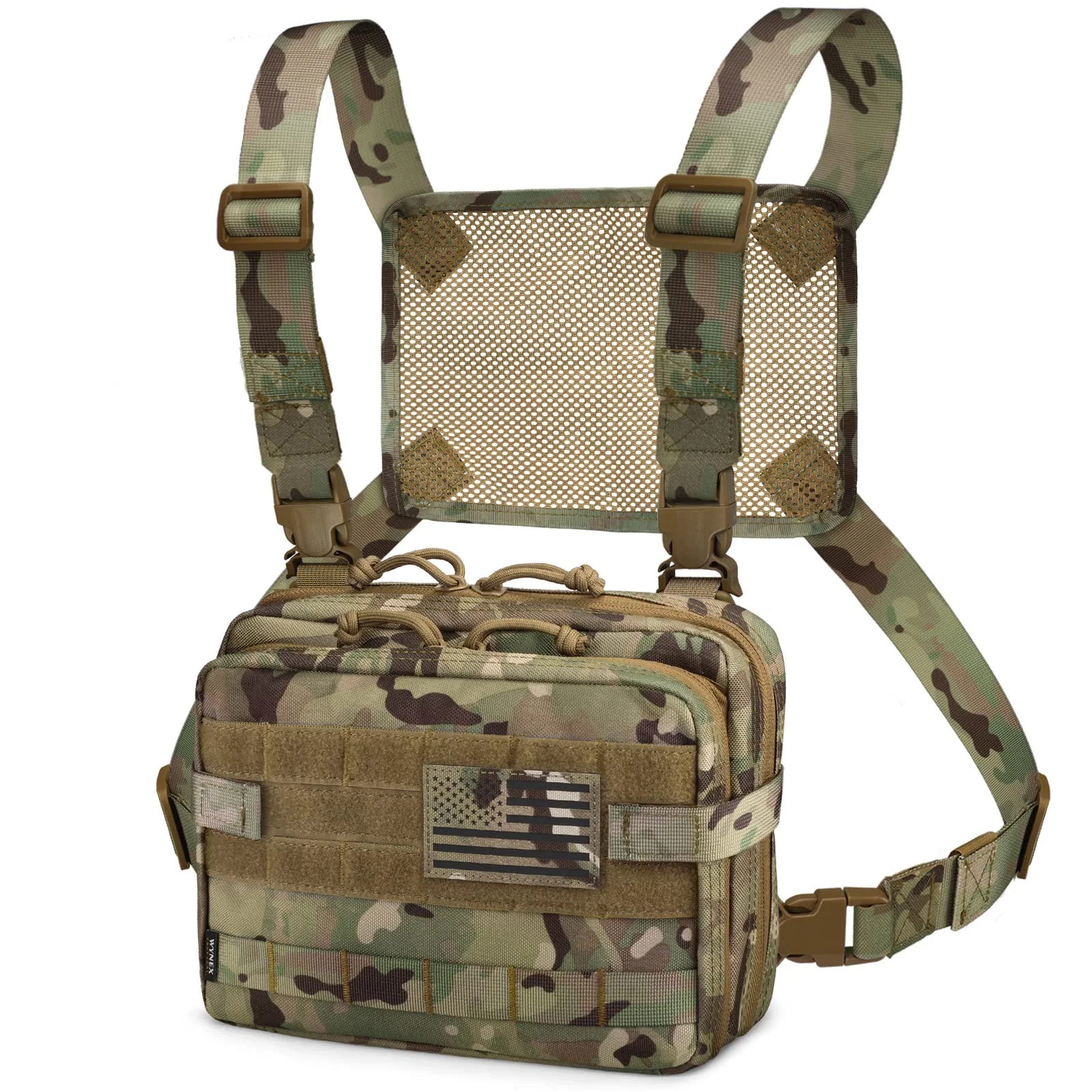 Large Capacity Flag Patch Double Layer Design Molle EDC EMT Utility Tactical Admin Pouch with Map Sleeve Modular Tool Pouch