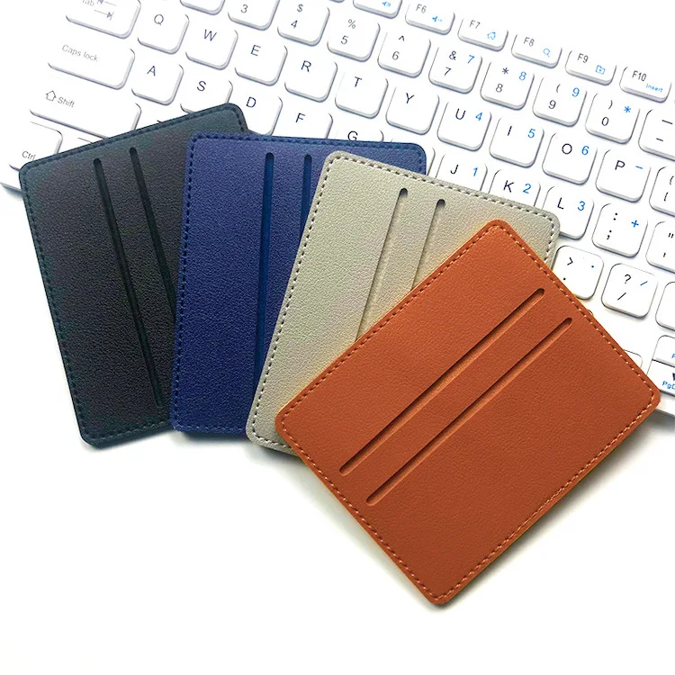 Wholesale Stock Cheap Promotional Leather Slim Wallet Bus ID Card Holder For Men Women Soft PU Leather Card Holder