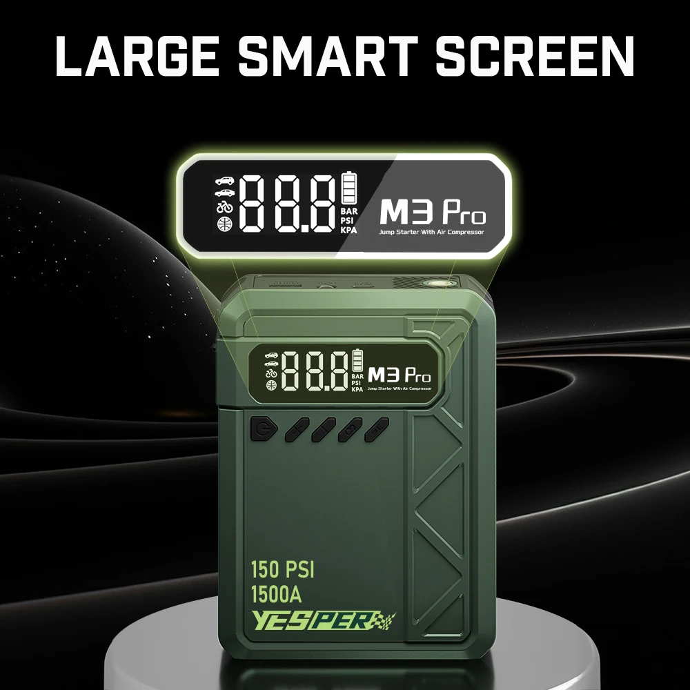 yesper Almighty M3 Pro cheap price 12V jump starter air compressor 150PSI with air pump  for motorcycle