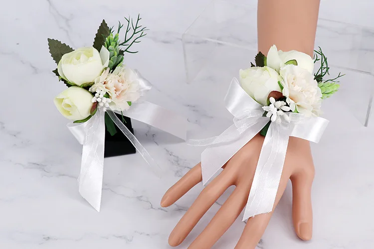  YBL02-487 искусственный цветок корсаж и розовое Наручные искусственные цветы для свадьбы