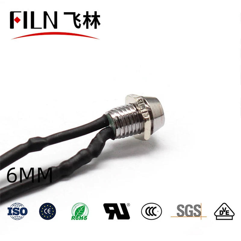 FILN 3mm led high brightness yellow blue red 120V 110V equipment indicator lights 6mm hole size pilot lamp signal lights
