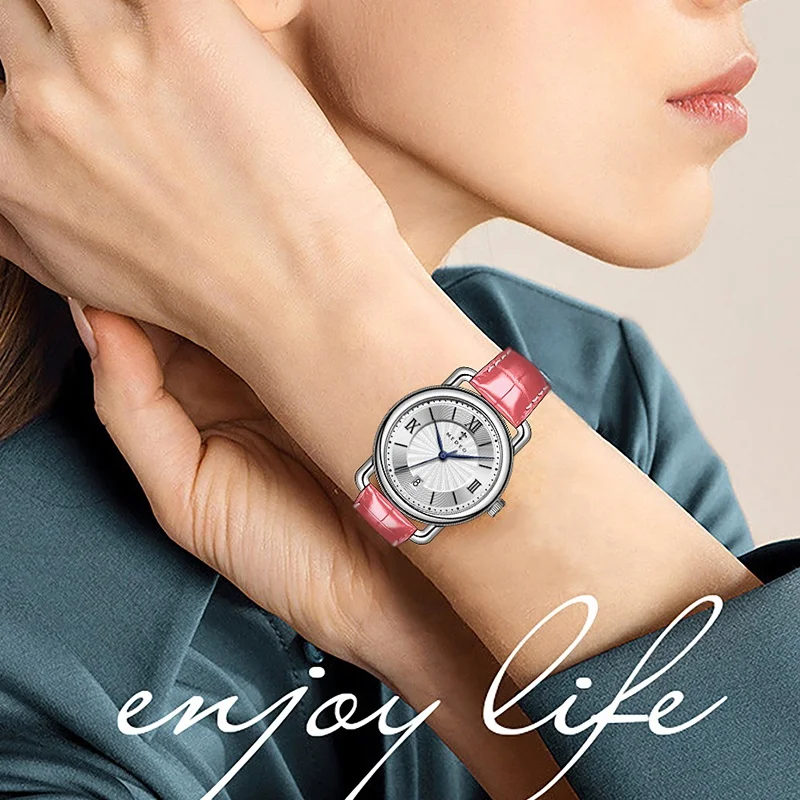 Strap Wristwatch Quartz Watch Stainless Steel Buckle Genuine Leather watch Straps Sapphire Glass Quartz Watch for Men