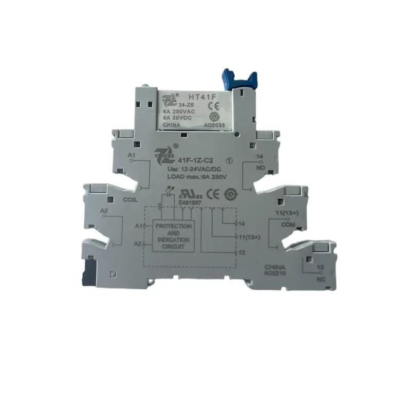 PLC 6.2mm thickness din-rail 6 A contact rating slim relay socket HF41F 024-ZS 41F-1z-c2-1