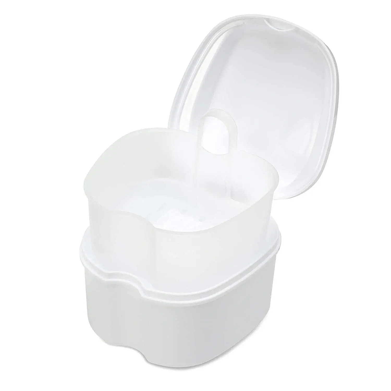 Denture Soaking Cup False Teeth Storage Container Denture Cleaning Box with Filter Portable and Easy to Travel
