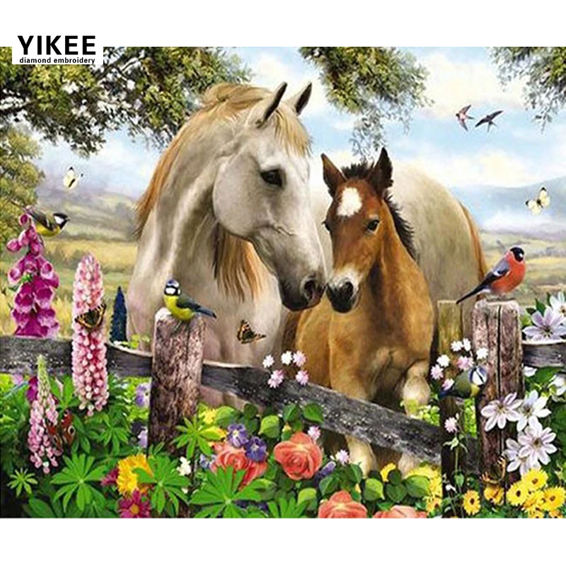 
Cross Stitch Cotton Cloth Animal Two horses Multi Patterns Chinese Cross Stitch Embroidery 