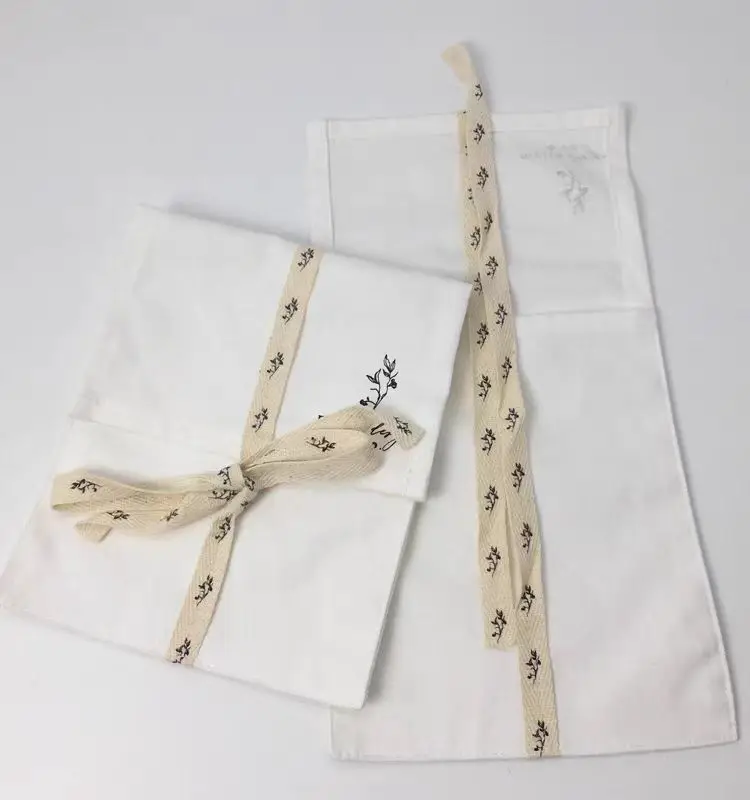 Custom Logo Printed Cotton Canvas Envelope Dust Pouch For Cloth Handbag Packing Natural Flap Canvas Gift Dust Bag