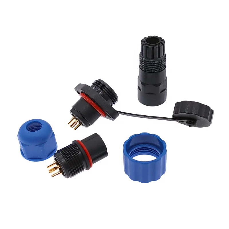 IP68 waterproof connector 1pin-7pin SP13 male&female aviation plug socket panel mount wire cable connector