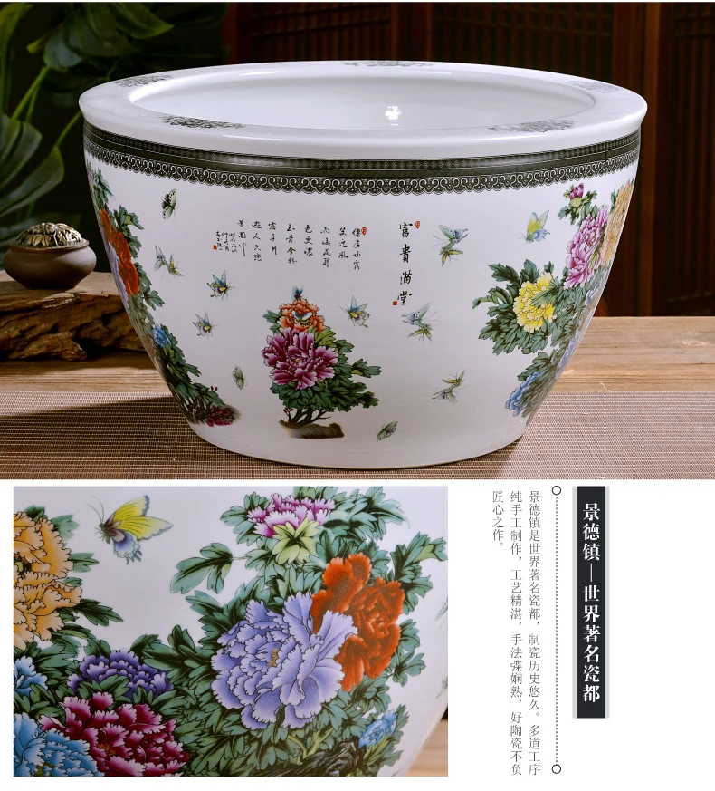 Wholesale large chinese famille rose ceramic plant pots for indoor and outdoor