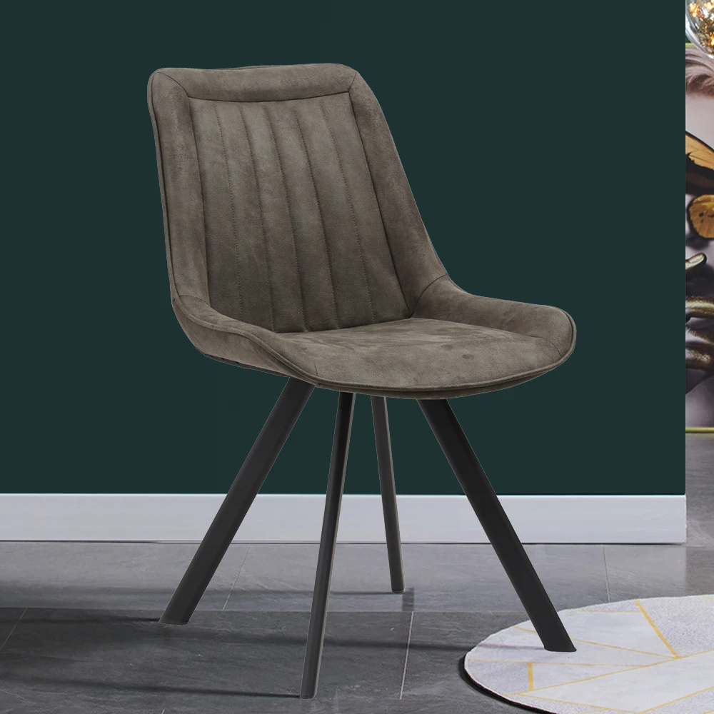 
Contemporary leisure velvet upholstered grey accent chair with metal legs 