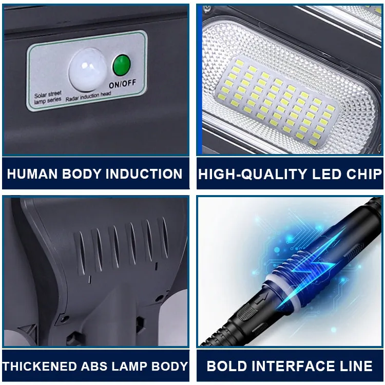 LED Street Light Solar Panel 50W 100W 150W Integrated LED Solar Induction Street Road Light Lamp Outdoor Waterproof High Power